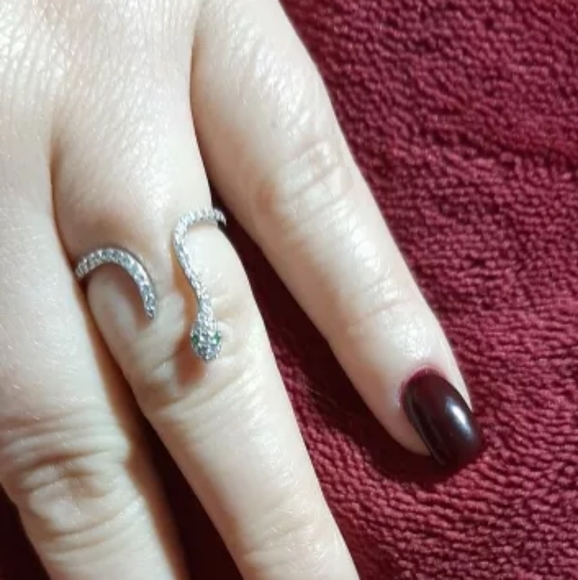 Snake Serpent 925 Sterling Silver Wrap Ring Zircon Resize - Picture 6 of 10